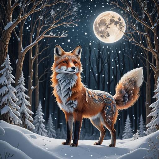 Majestic Fox in a Snowy Forest Majestic Fox in a Snowy Forest