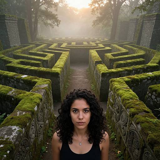 Woman in Mystical Mossy Maze