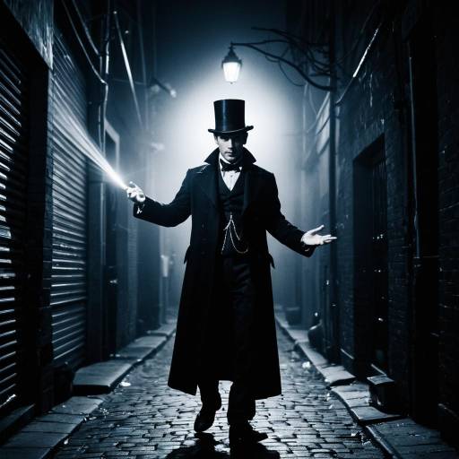 Street Magician Performing in Foggy Alley at Night
