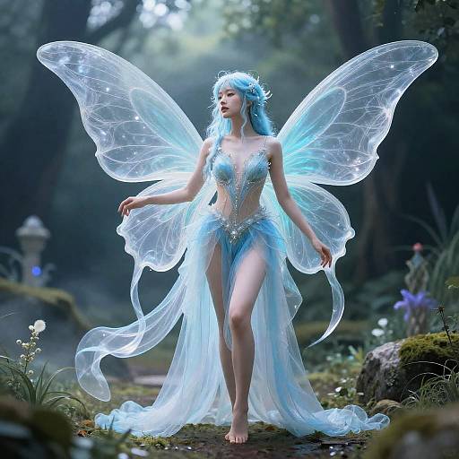 Proud Sky-Blue Sylph in Enchanted Realm