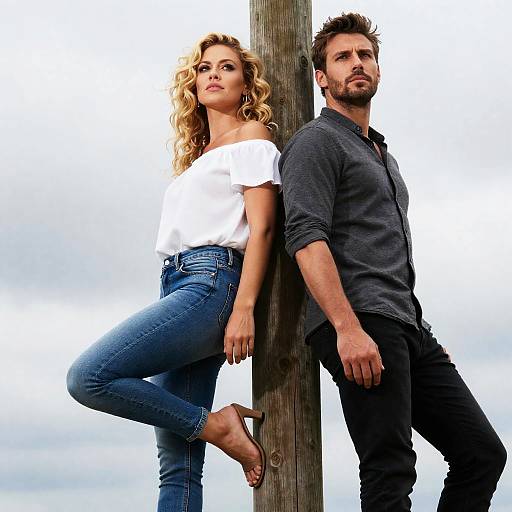 Candid Couple Under Cloudy Skies