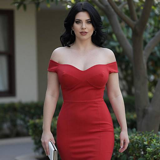 Curvy Woman in Red Dress Portrait