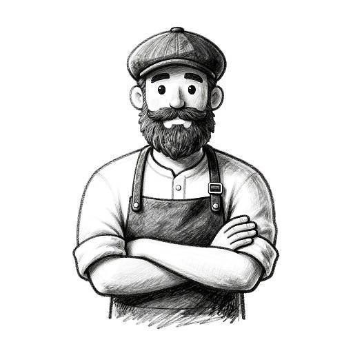 Hand-drawn Bearded Barista Logo