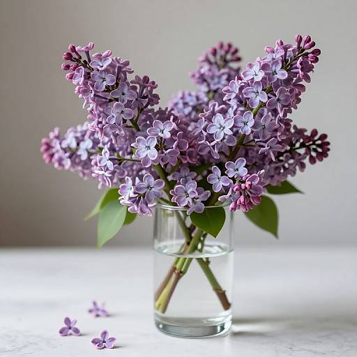 Delicate Lilacs in Glass Vase