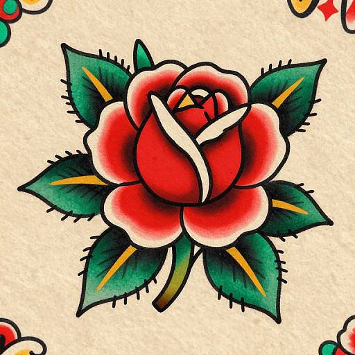 Classic American Traditional Rose Tattoo