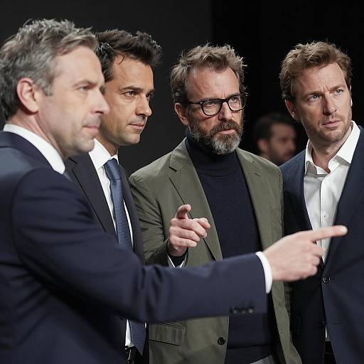 Intense Discussion Among Four Men