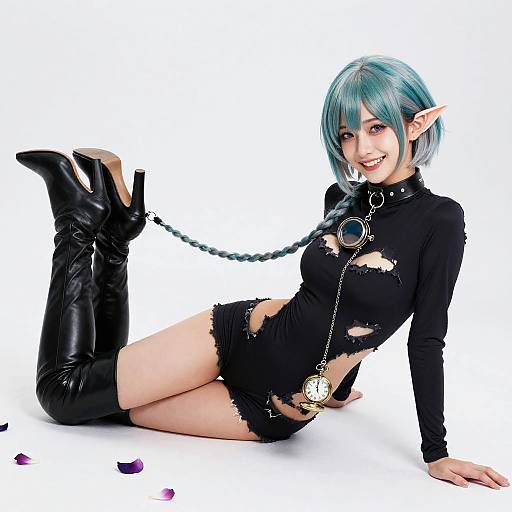 Teal Mullet Rogue with Monocle