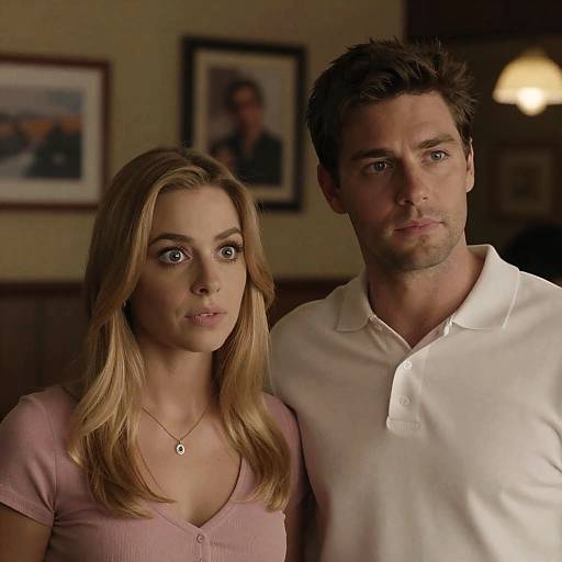 Couple Standing in Dimly Lit Restaurant