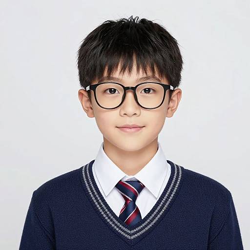 Boy with Glasses and Striped Tie