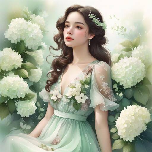 Graceful Young Woman in Floral Wonderland