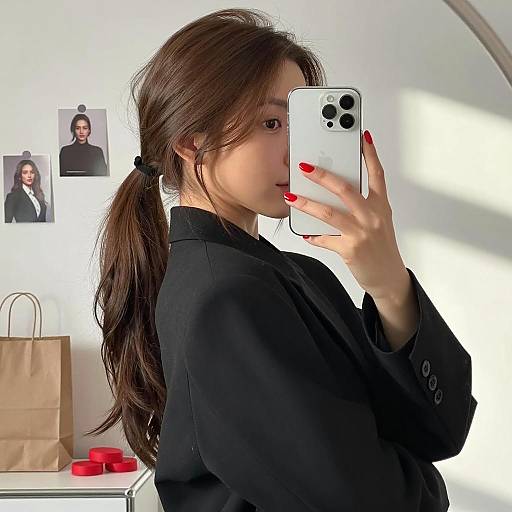 Woman Taking Mirror Selfie with iPhone