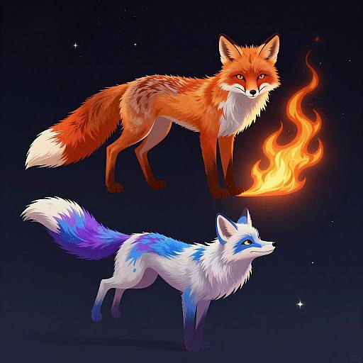 Fiery and Mystical Foxes in Space