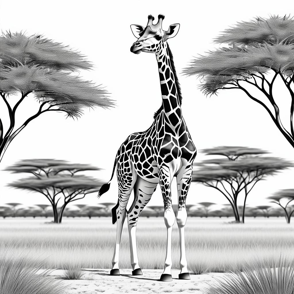 Playful Giraffe Coloring Page for Kids