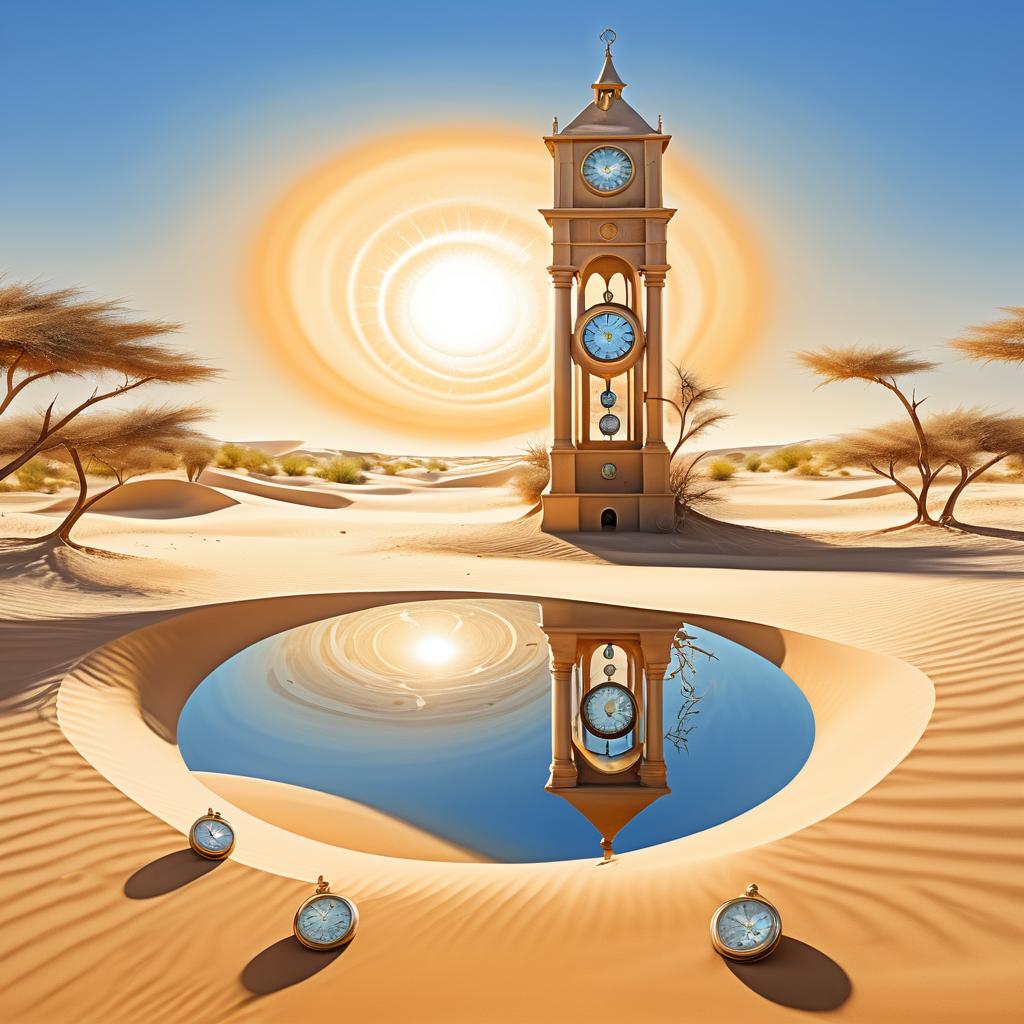 Surreal Desert Clock Tower Art