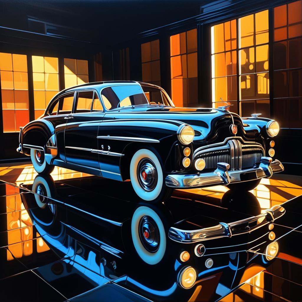 Cinematic Vintage Car Oil Painting Masterpiece