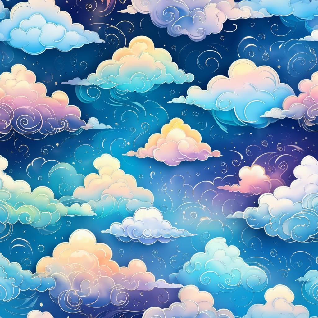 Whimsical Hand-Painted Fantasy Cloud Texture