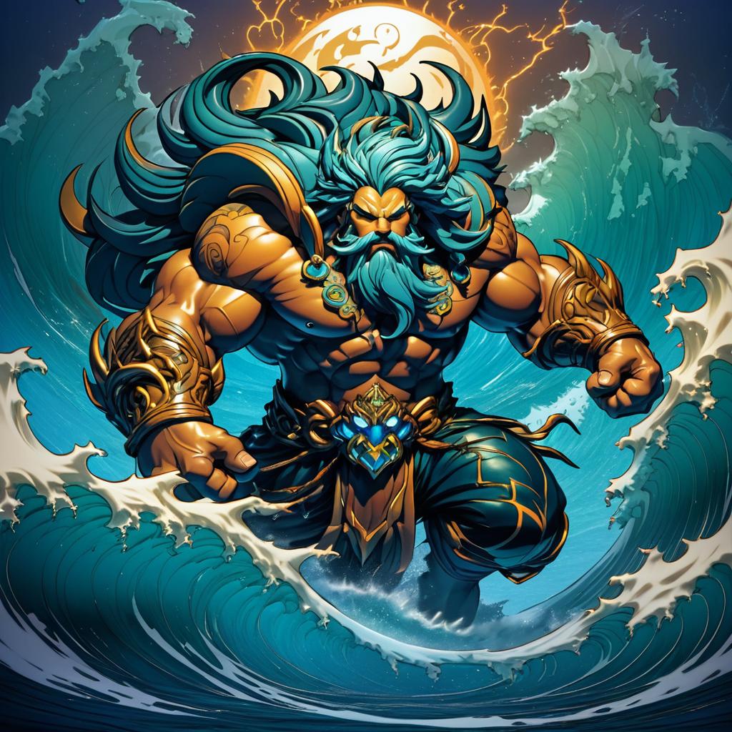 Ancient God Emerges from Stormy Sea