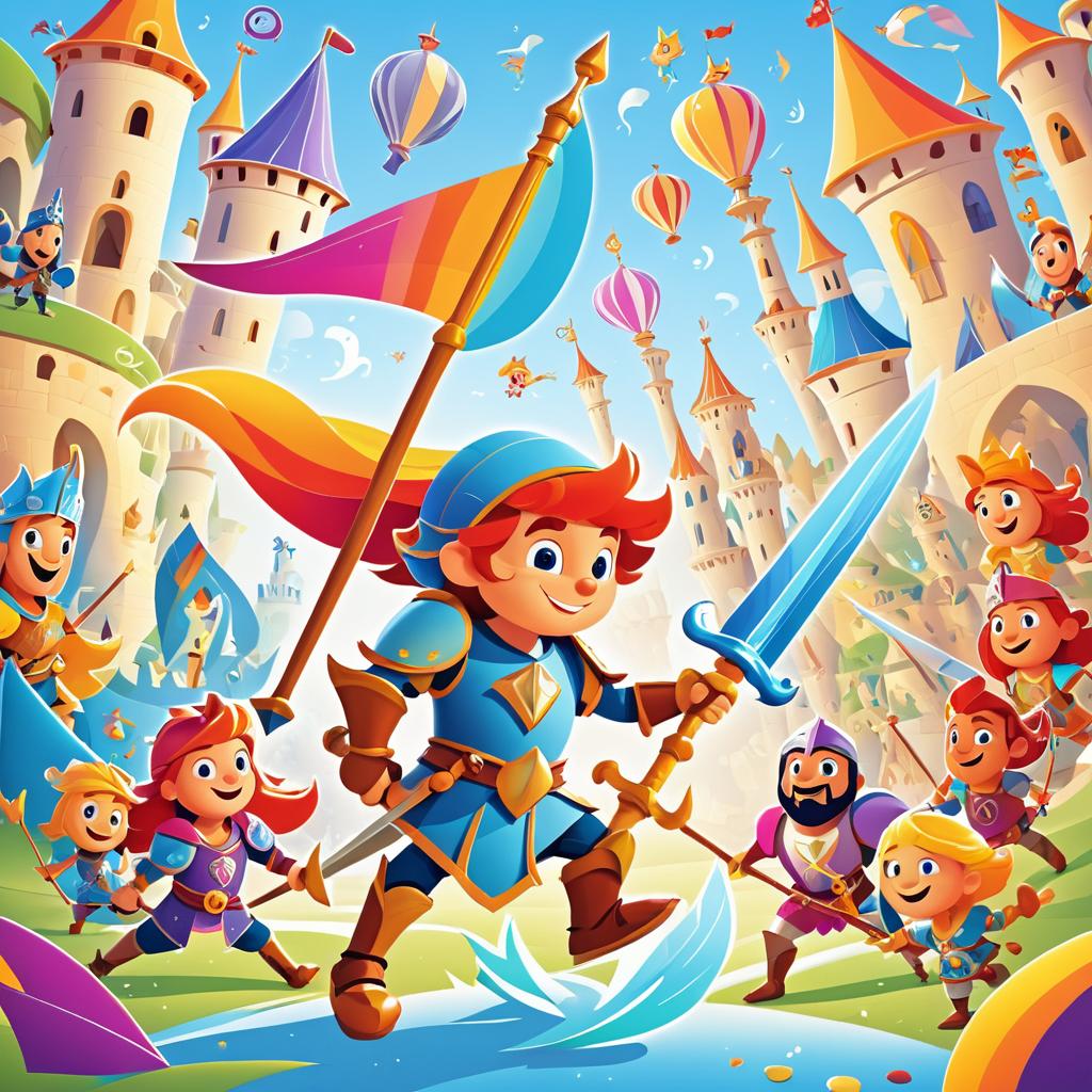 Colorful Cartoon of a Brave Knight