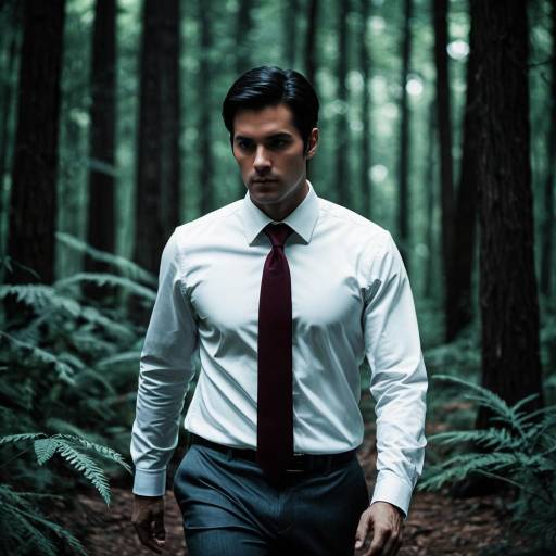 Man in Sharp Suit Walking Through Forest