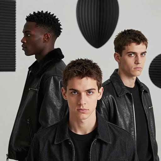 Three Young Men in Modern Art Scene