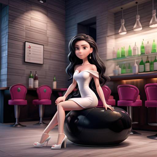 Woman in White Dress with Cocktail at Bar