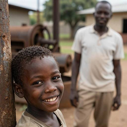 Joyful Boy in Nature with Machinery