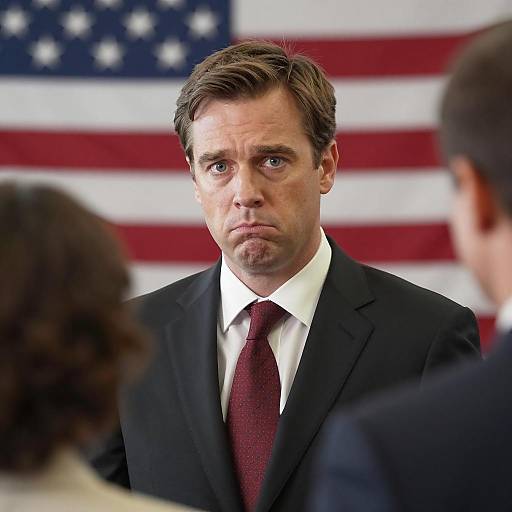 Man in Suit with Woman in Background
