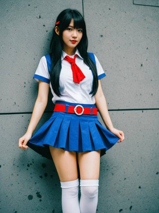 Photorealistic Cosplay of Woman in Mini Skirt