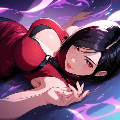 Illustration of Ada wong, resident evil in the style of Jigatei (omijin)