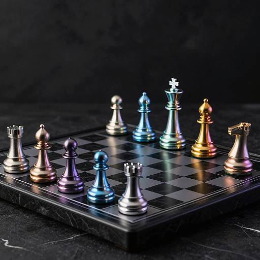 Modern Rainbow Metallic Chess Set