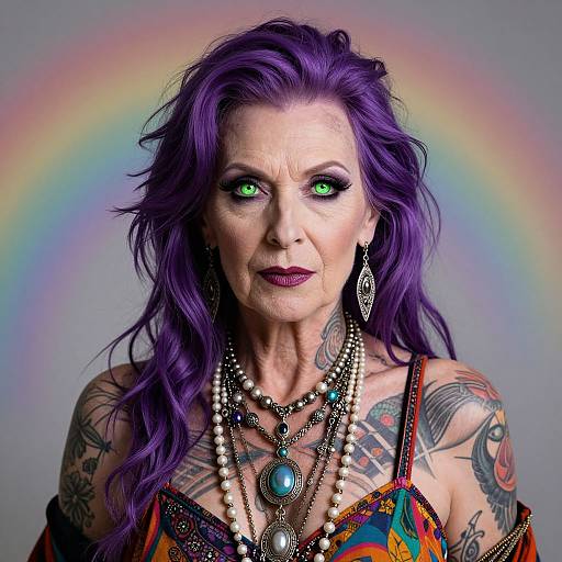 Mystical Elderly Woman with Tattoos