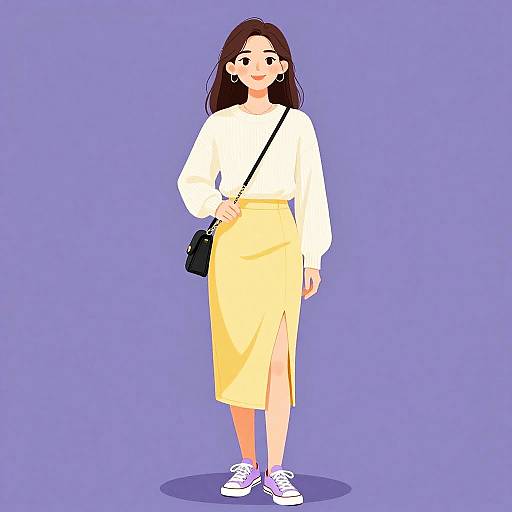 Smiling Woman in Casual Chic Outfit