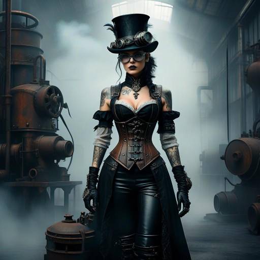 Steampunk Woman in Industrial Setting