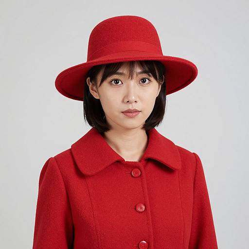Woman in Red Hat and Coat