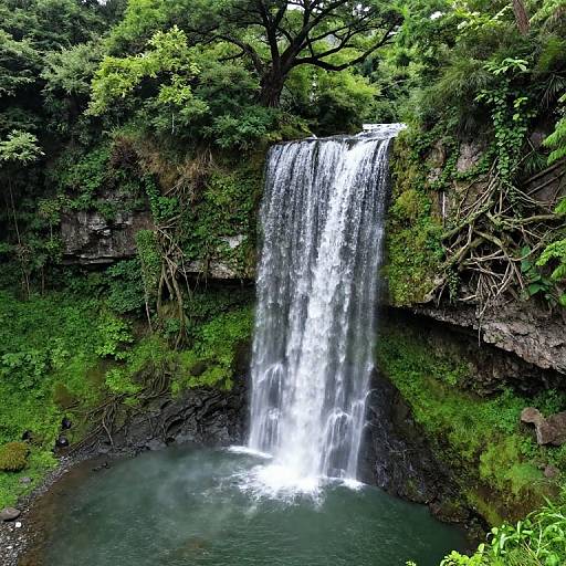 Serene Waterfall in Japanese Style
