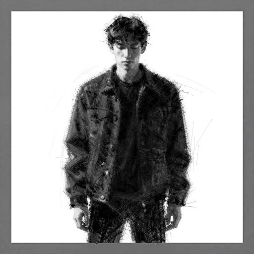 Blurred Monochrome Sketch of Solitary Figure
