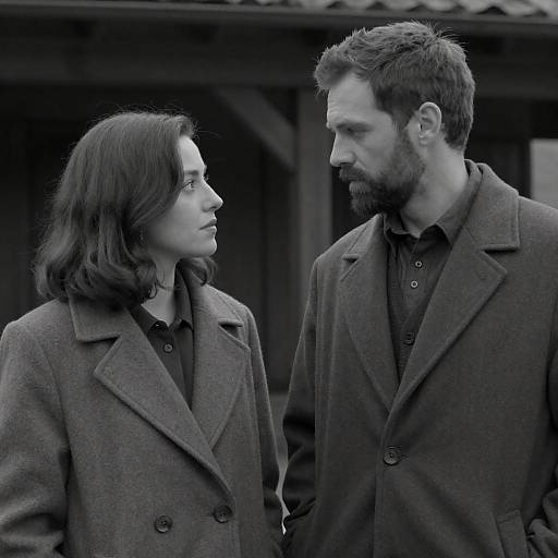 Film Noir Winter Couple Portrait