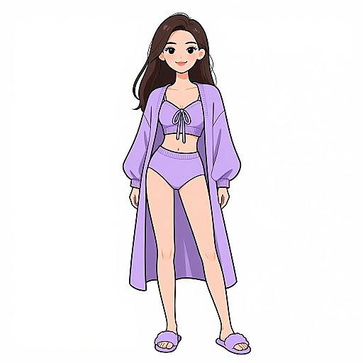 Smiling Woman in Lavender Loungewear