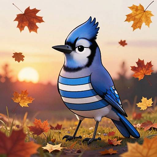Tim Burton Style Blue Jay Character