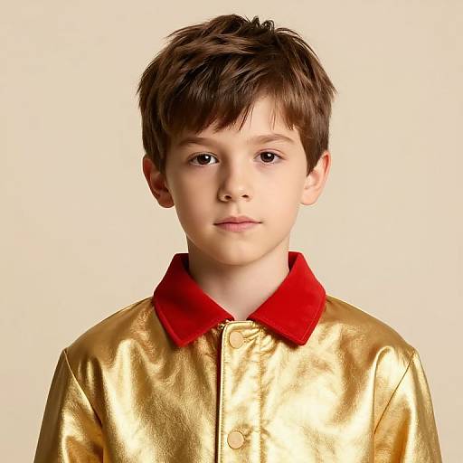 Boy with Gold Jacket and Red Collar