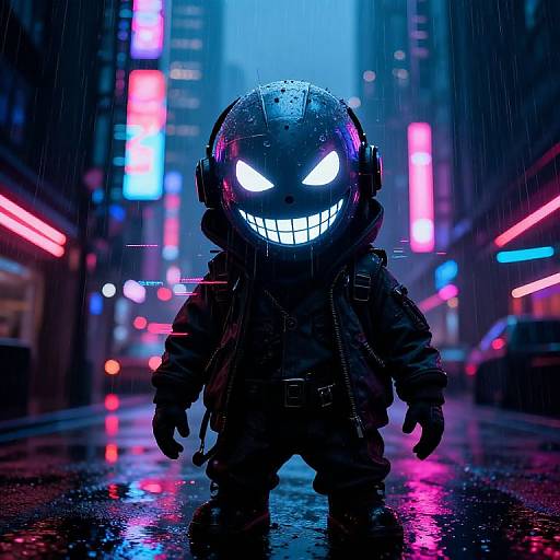 Cyberpunk Smiler in Neon City