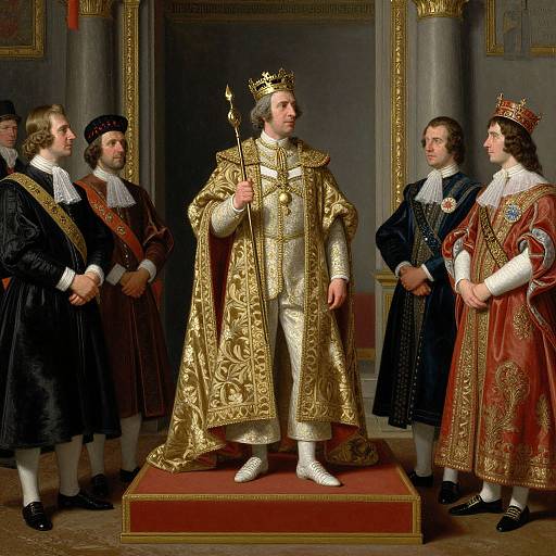 Regal Man Among Courtiers
