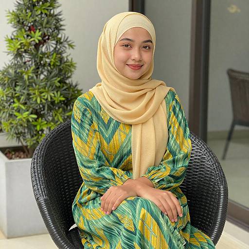 Smiling Woman in Yellow Hijab