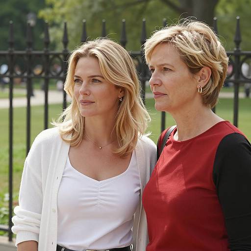 Two Women in a Sunny Park Scene