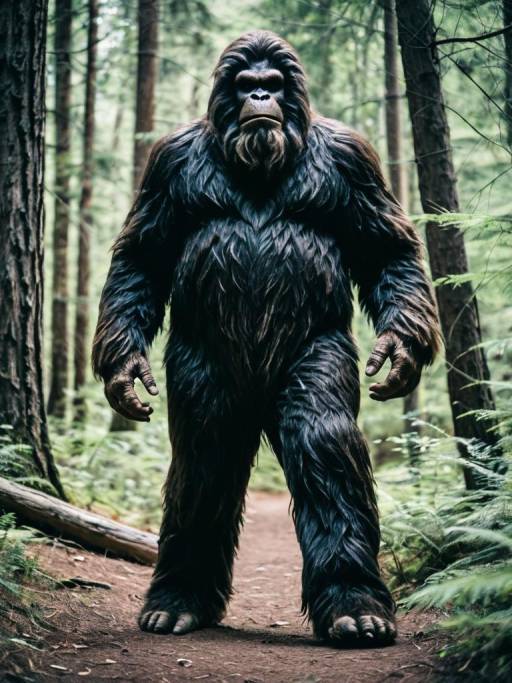 Man in Bigfoot Costume in Forest