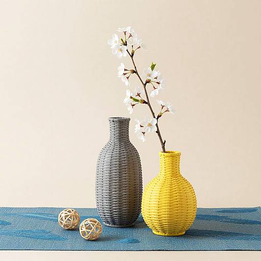 Minimalist Woven Vases Still Life