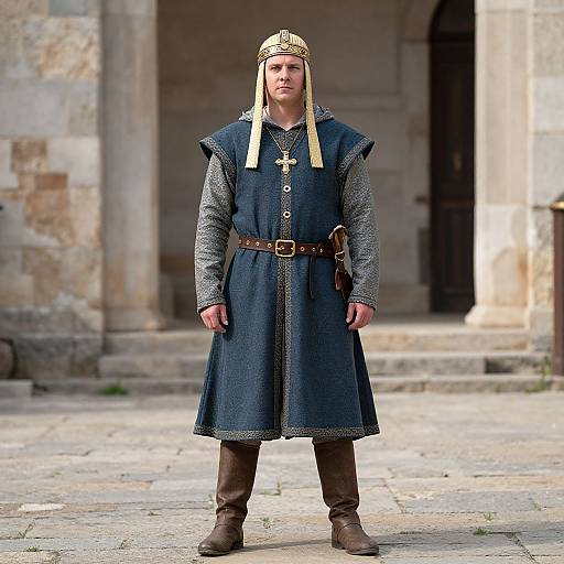 Medieval Costume with Headdress and Boots