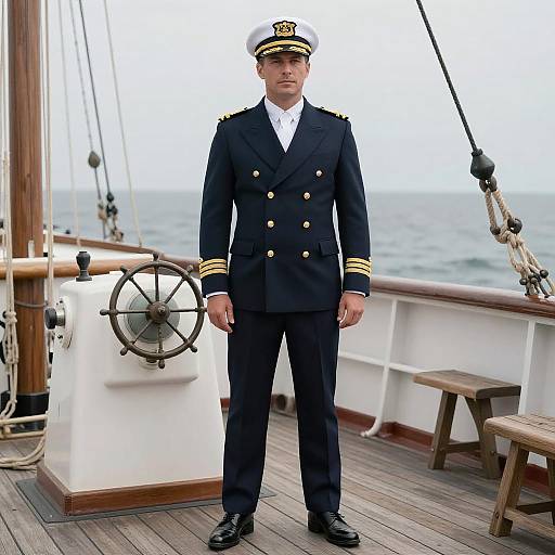 Confident Ship Captain on Nautical Deck