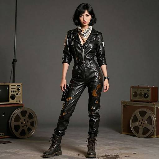 Energetic Girl in Vintage Grease Outfit