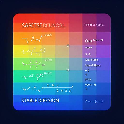 Digital color gradient chart showing sarisE/DcunS table with mathematical formulas and variables, labeled 